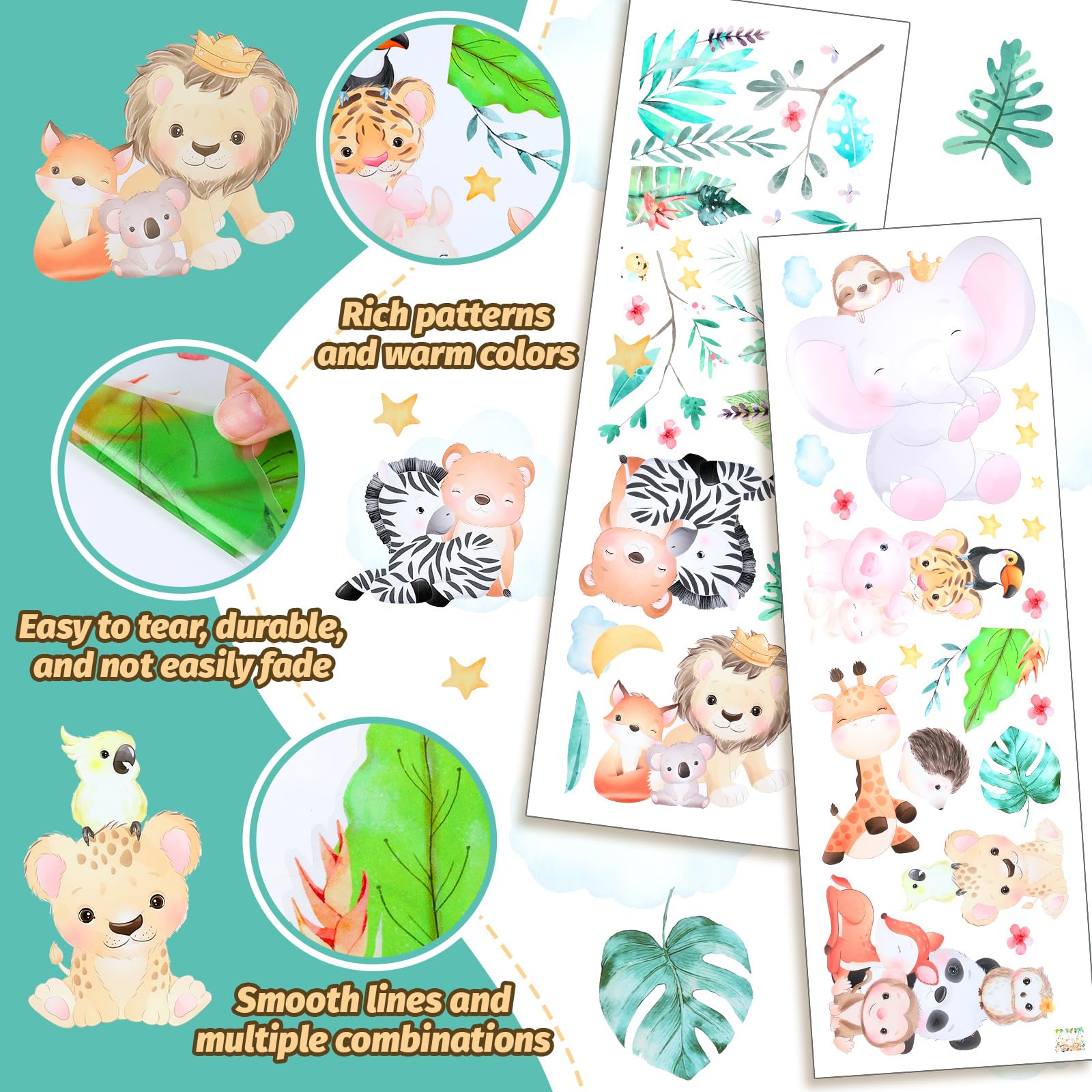 JungleTrail Nursery Wall Decals with jungle animals
