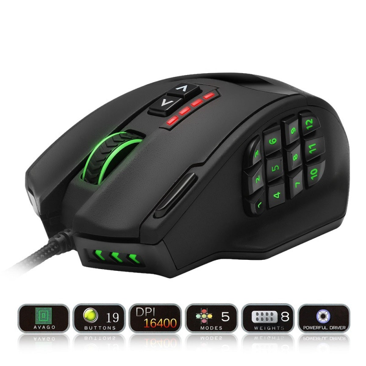 NebulaClick RGB backlit gaming mouse with programmable buttons