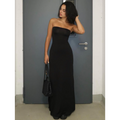 Noir Strapless Backless Slit Gown