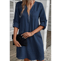 Amara Zip-Front Textured Shirt Dress
