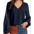 Dottie Swiss Dot V-Neck Blouse