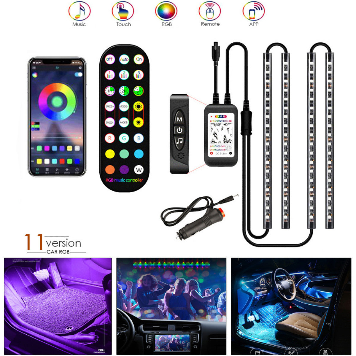GlideGlow Car Ambient Light Strip