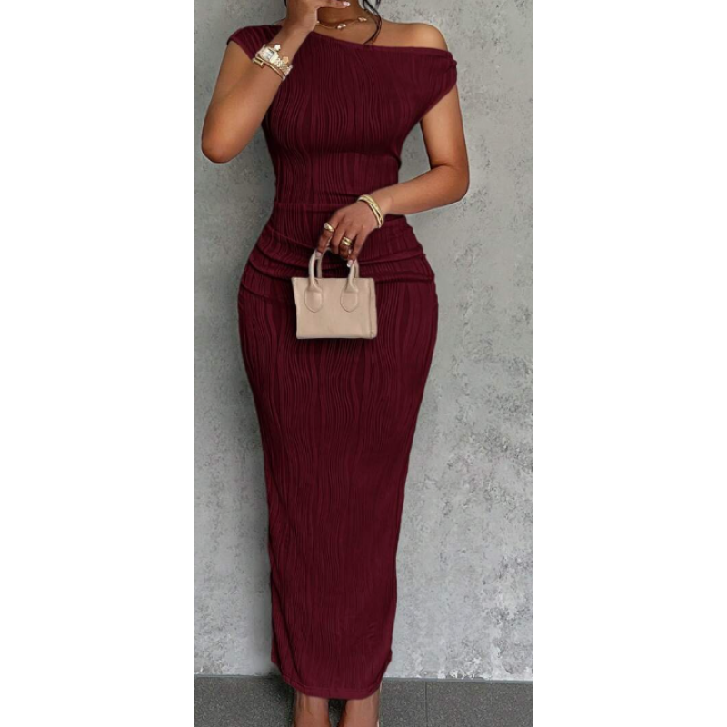 Reverie One-Shoulder Pleated Maxi Dress