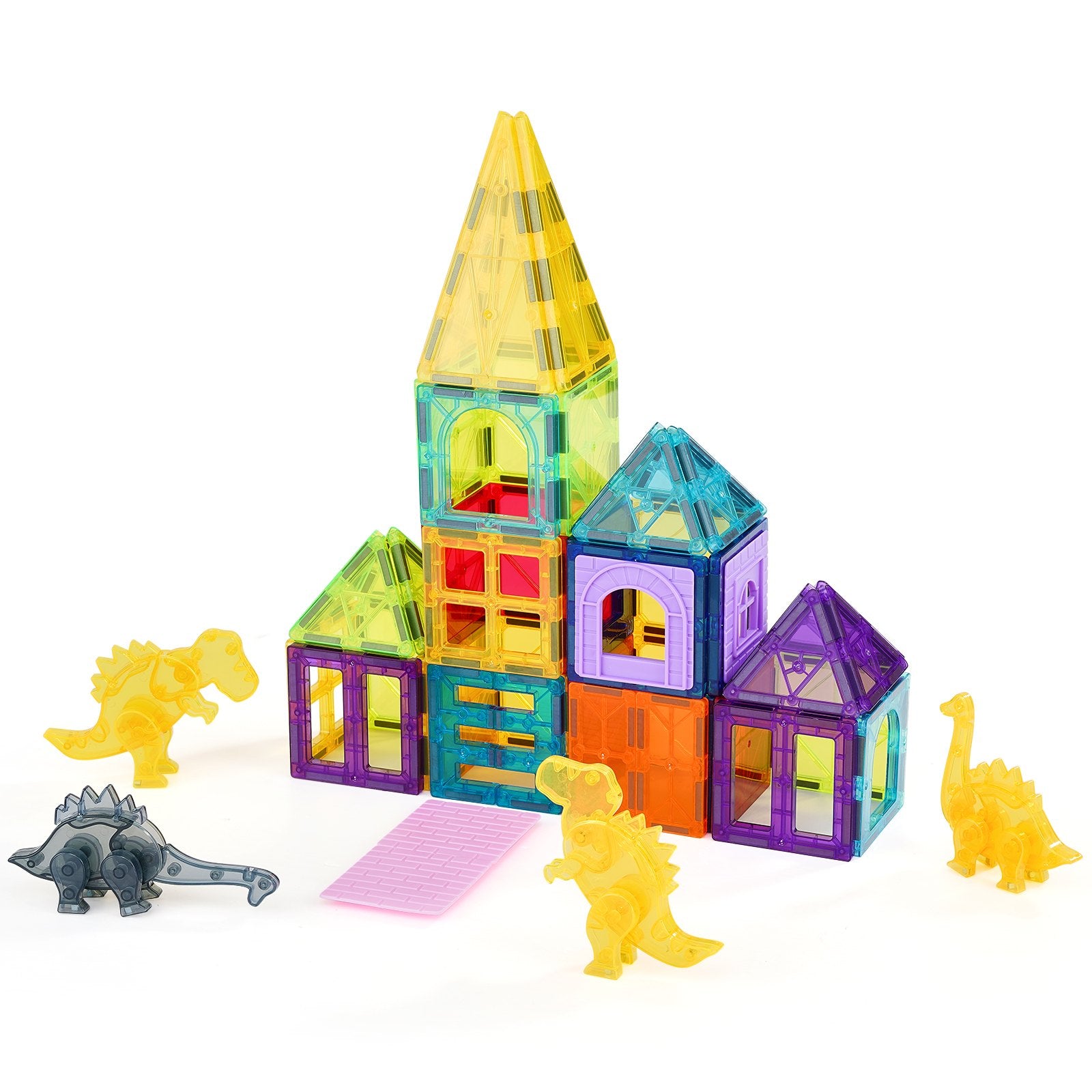 MagniBuild Magnetic Tiles Set - 56-piece STEM magnetic building blocks for kids