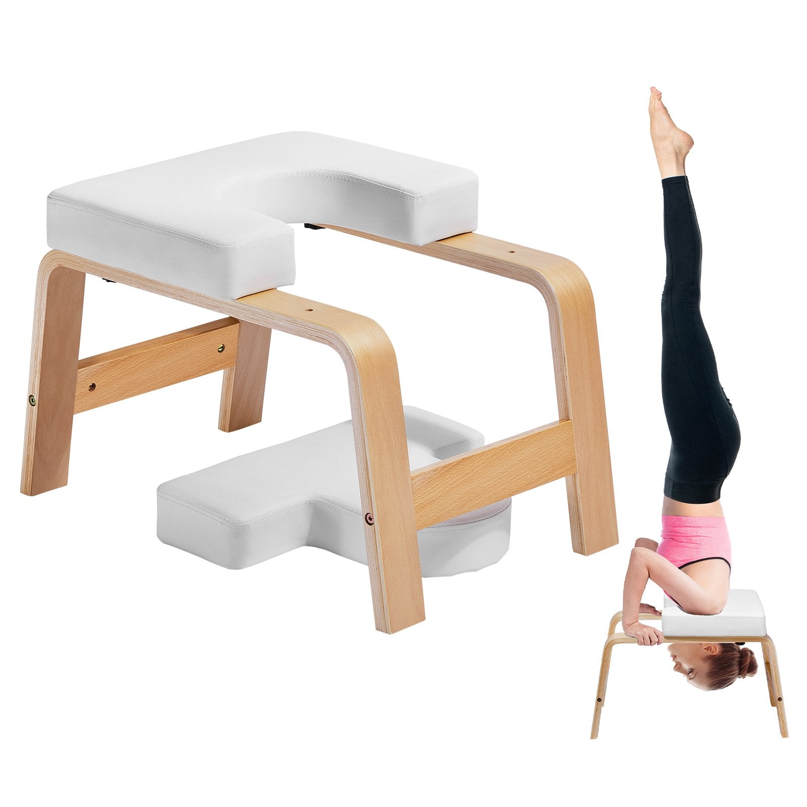 Wooden yoga headstand bench and inversion stool
