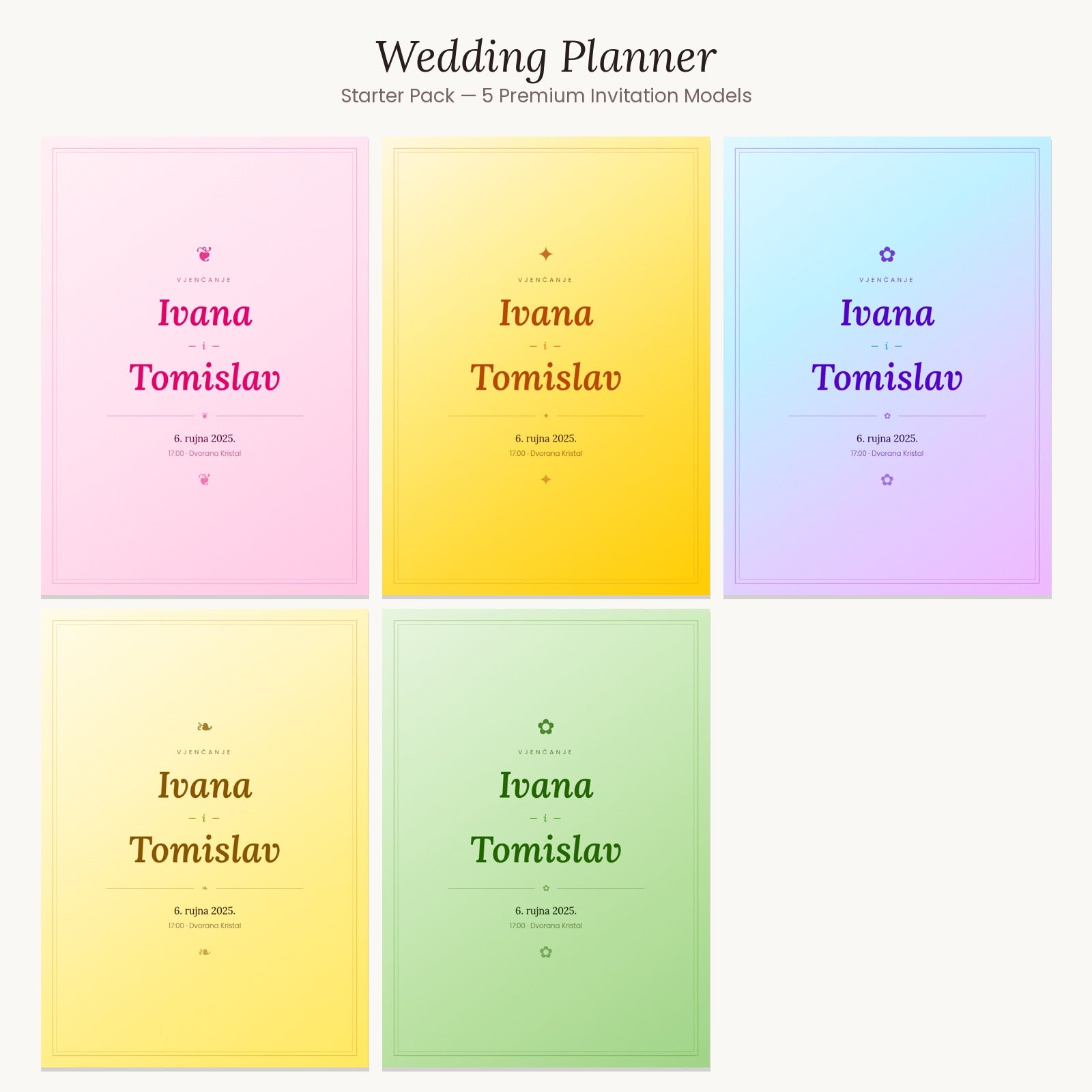 Digital Wedding Planner — Starter Pack (5 Models)